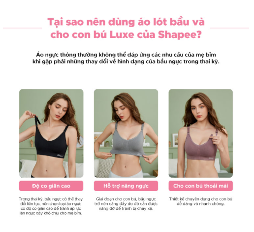 ÁO LÓT BẦU VÀ CHO CON BÚ LUXE KHÔNG GỌNG - SHAPEE