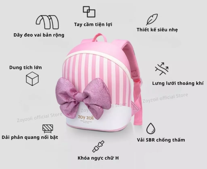 BALO MẦM NON ZOYZOII, CẶP SIÊU NHẸ CHO BÉ ĐI HỌC MẪU GIÁO MÃ B79