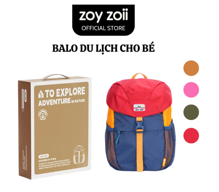 BALO DU LỊCH ZOYZOII CHO BÉ TRANG BÉ GÁI, BALO ĐI PHƯỢT NHỎ GỌN NATURAL ADVENTURE SERIES B73