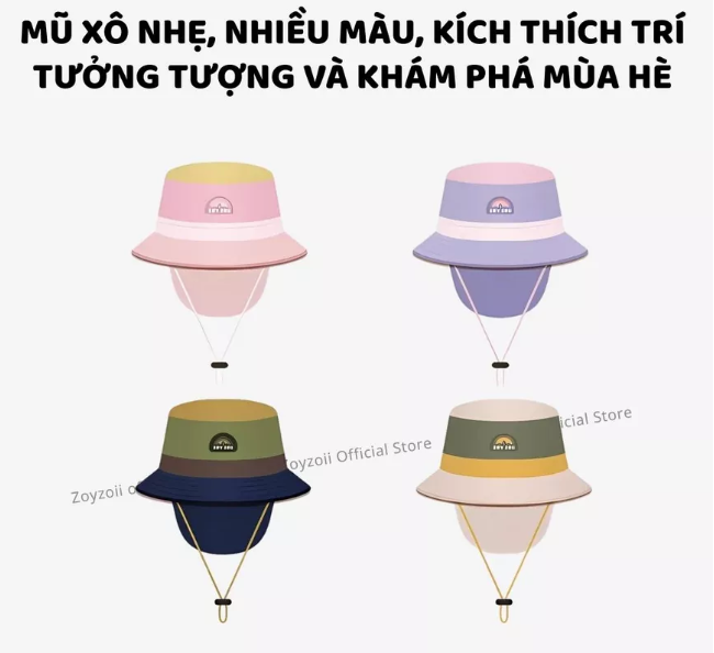 MŨ CHỐNG NẮNG CHE VAI GÁY ZOYZOII LARGE BRIM SUN HAT , CHỐNG TIA UV CHO BÉ TRAI BÉ GÁI B62