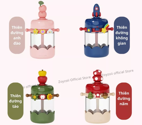 BÌNH UỐNG NƯỚC TRITAN CAO CẤP ZOYZOII NATURE PARADISE CUP, BÌNH NƯỚC THỂ THAO CHO BÉ E6