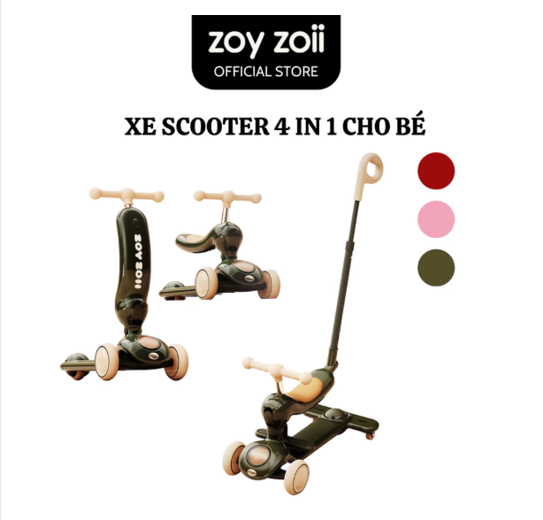 XE TRƯỢT SCOOTER ZOYZOII 4 IN 1 XE ĐẨY CHO BÉ 1 2 3 4 5 TUỔI MÃ S4
