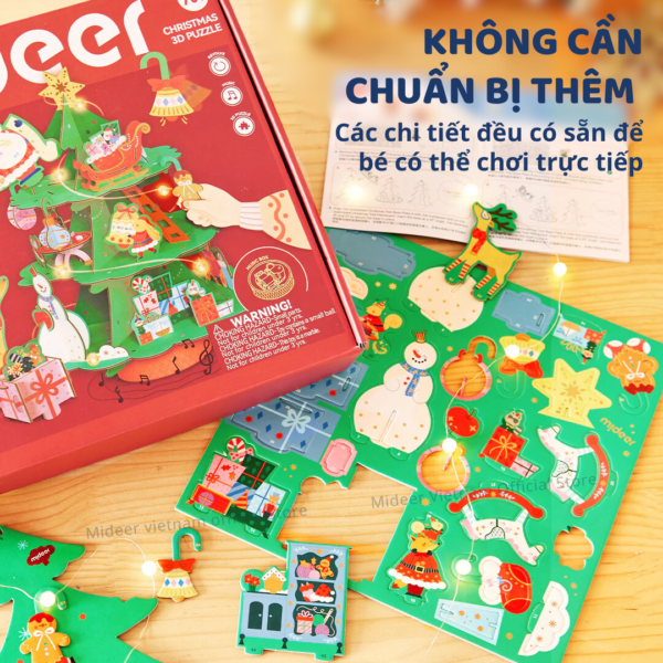 XẾP HÌNH CÂY THÔNG CHRISTMAS ROTATING MUSIC 3D PUZZLE - MIDEER