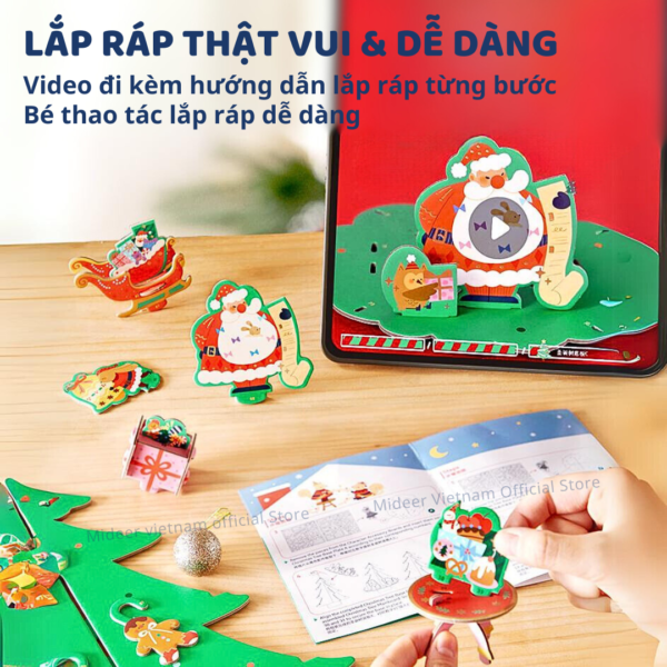 XẾP HÌNH CÂY THÔNG CHRISTMAS ROTATING MUSIC 3D PUZZLE - MIDEER