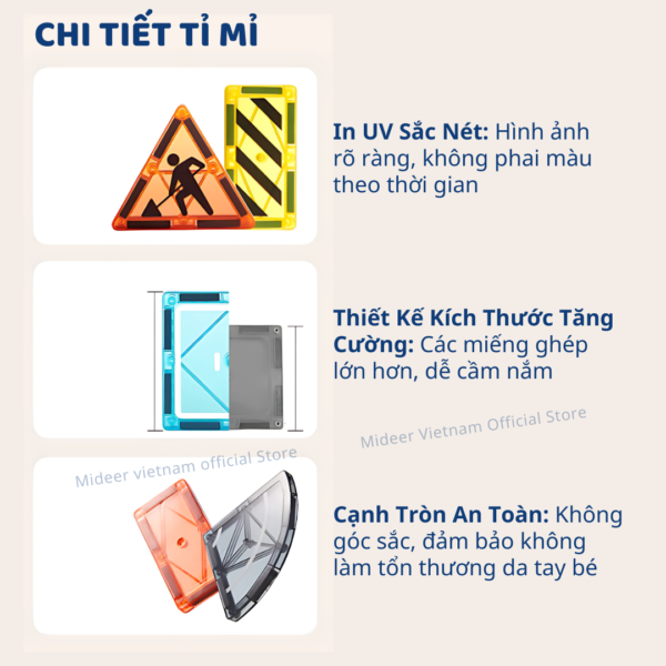 ĐỒ CHƠI XẾP HÌNH NAM CHÂM ÁNH SÁNG MAGNETIC TILES LITTLE ARCHITECT 3+ - MIDEER