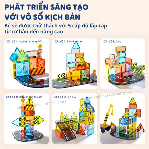 ĐỒ CHƠI XẾP HÌNH NAM CHÂM ÁNH SÁNG MAGNETIC TILES LITTLE ARCHITECT 3+ - MIDEER