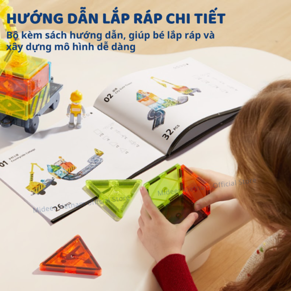 ĐỒ CHƠI XẾP HÌNH NAM CHÂM ÁNH SÁNG MAGNETIC TILES LITTLE ARCHITECT 3+ - MIDEER