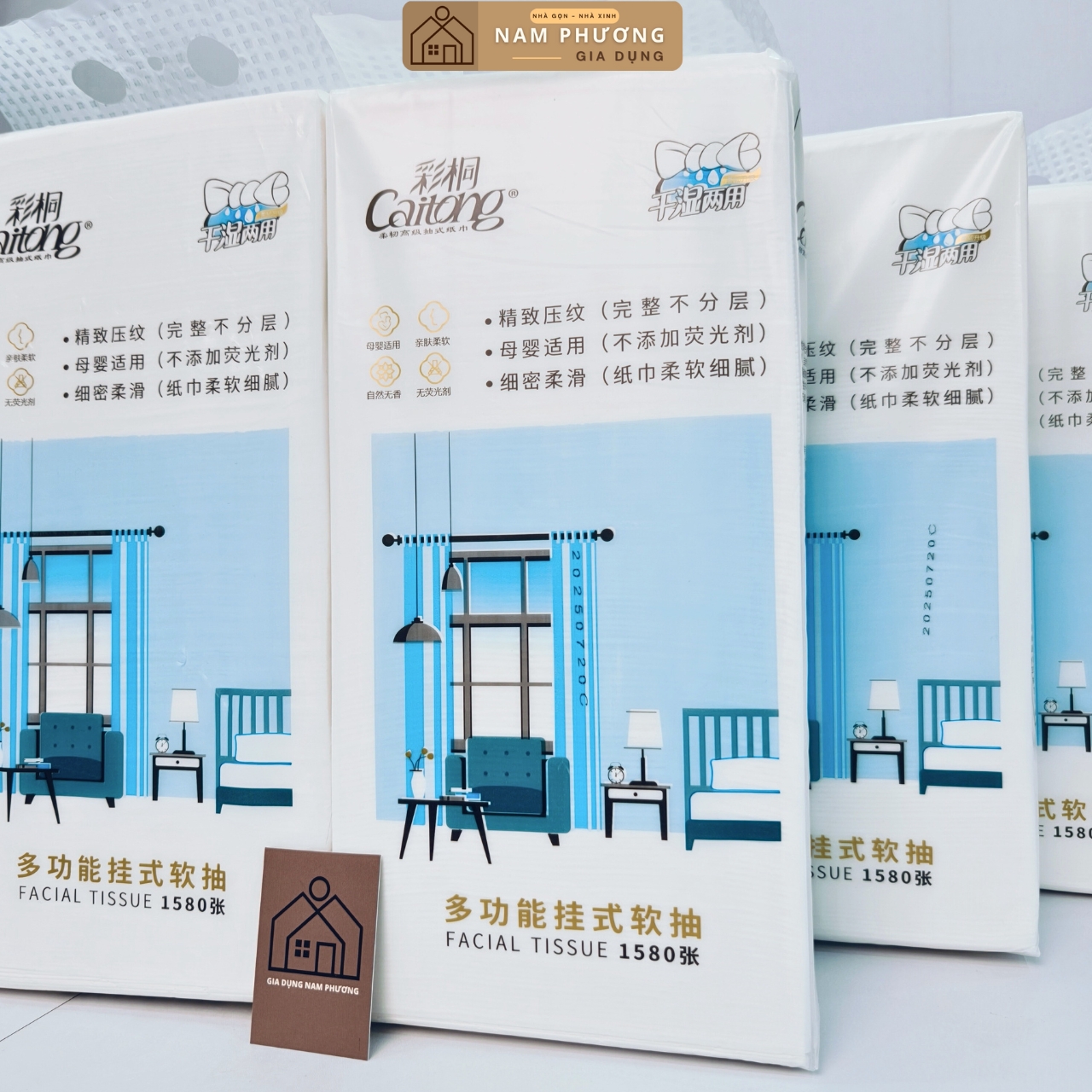 20 Bịch Giấy Treo Tường Caitong 1580 Lớp - Hàng Chính Hãng Nội Địa Trung - Tặng Móc Treo