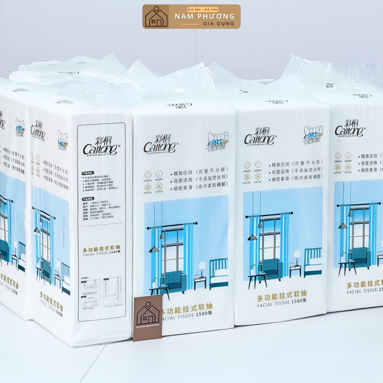 20 Bịch Giấy Treo Tường Caitong 1580 Lớp - Hàng Chính Hãng Nội Địa Trung - Tặng Móc Treo