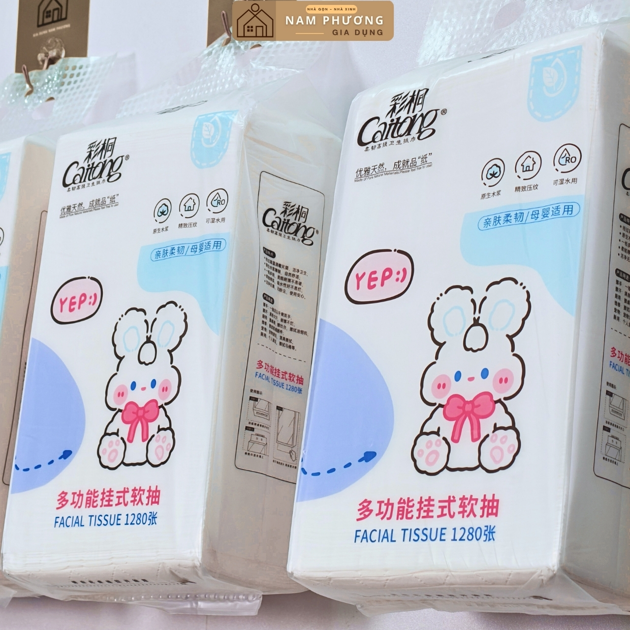 20 Bịch Giấy Rút Treo Tường Caitong Thỏ Trắng 1280 Lớp K93
