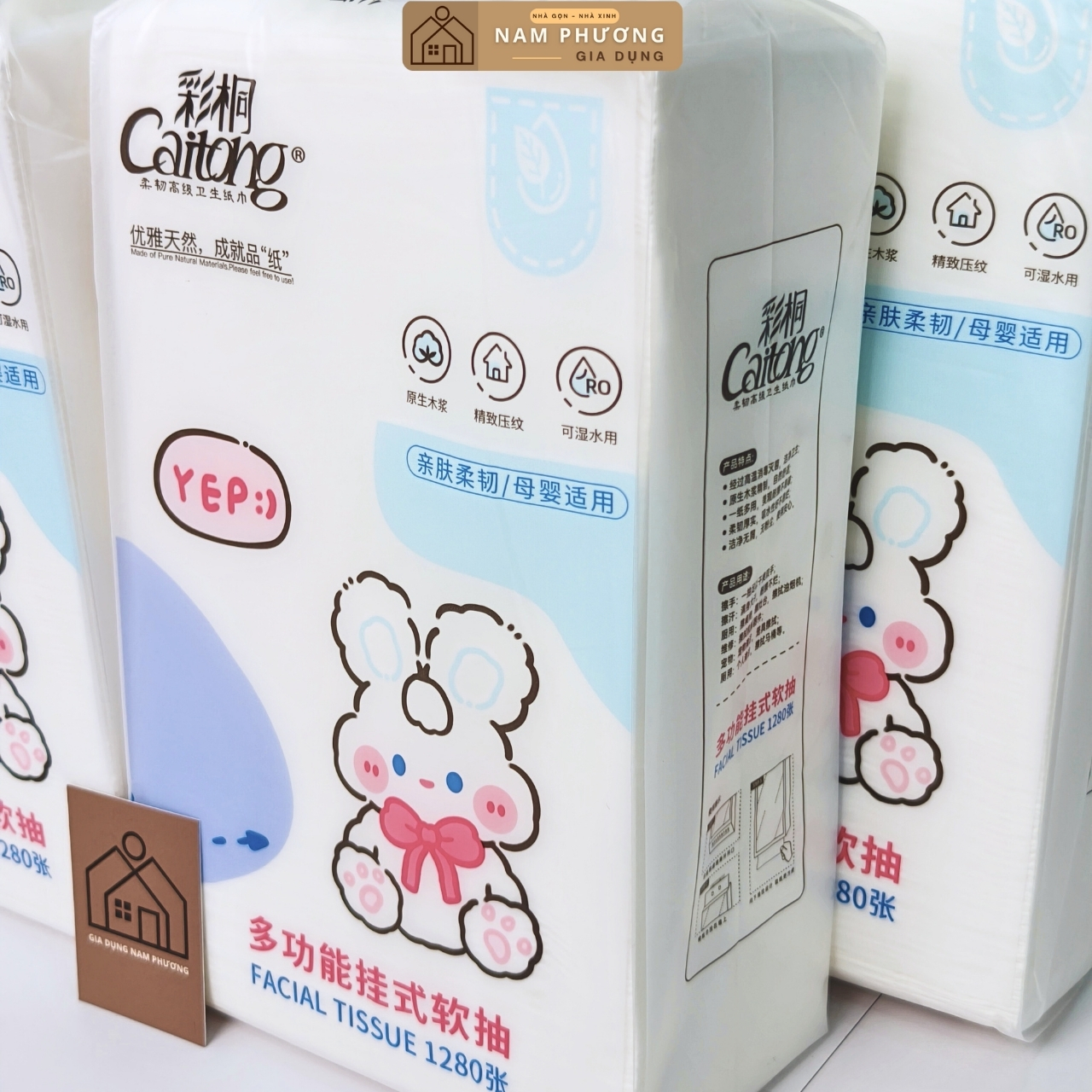 20 Bịch Giấy Rút Treo Tường Caitong Thỏ Trắng 1280 Lớp K93