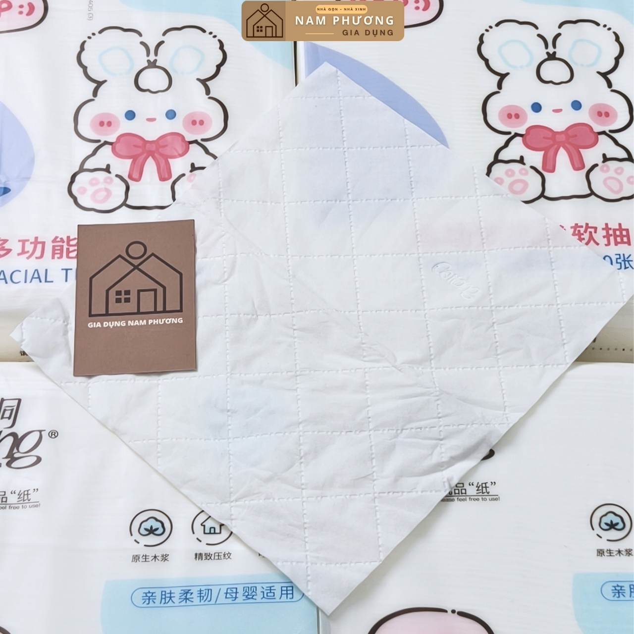 4 Bịch Giấy Caitong Thỏ Trắng Treo Tường Bịch 1280 Tờ 5 Lớp Dai Dày K88