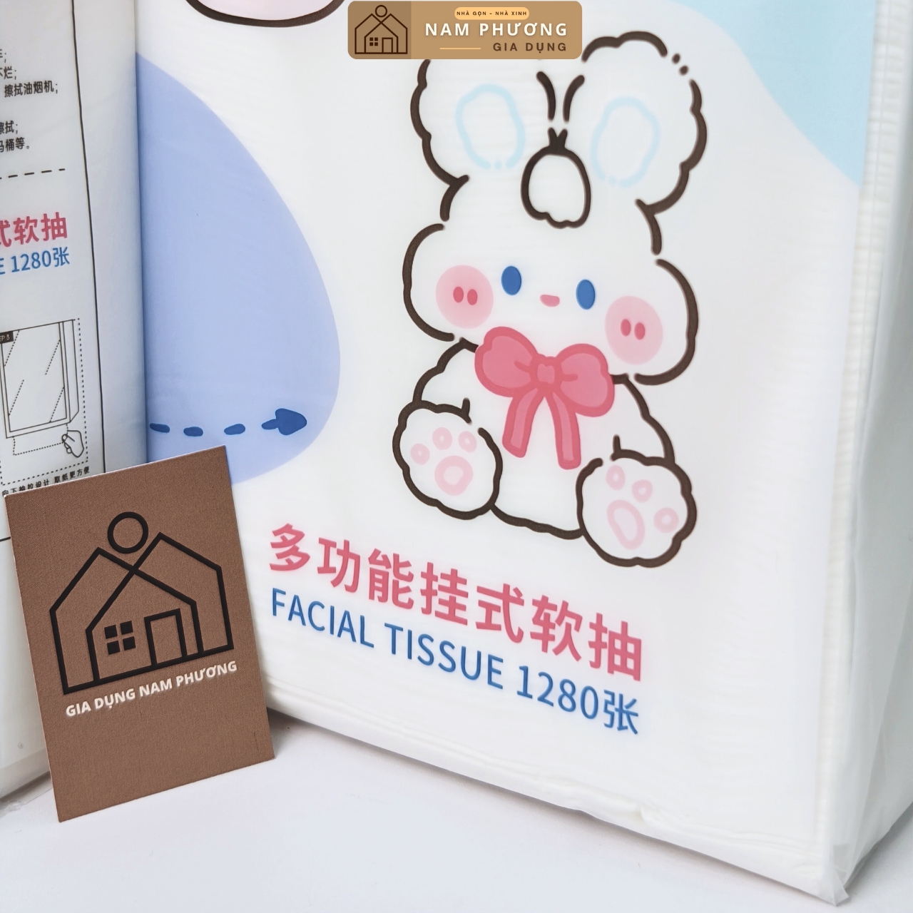 4 Bịch Giấy Caitong Thỏ Trắng Treo Tường Bịch 1280 Tờ 5 Lớp Dai Dày K88