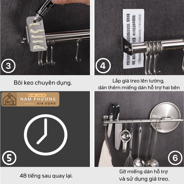 Kệ dao thớt treo tường inox móc tròn K01