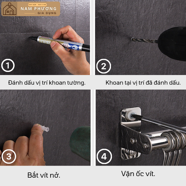 Kệ dao thớt treo tường inox móc tròn K01