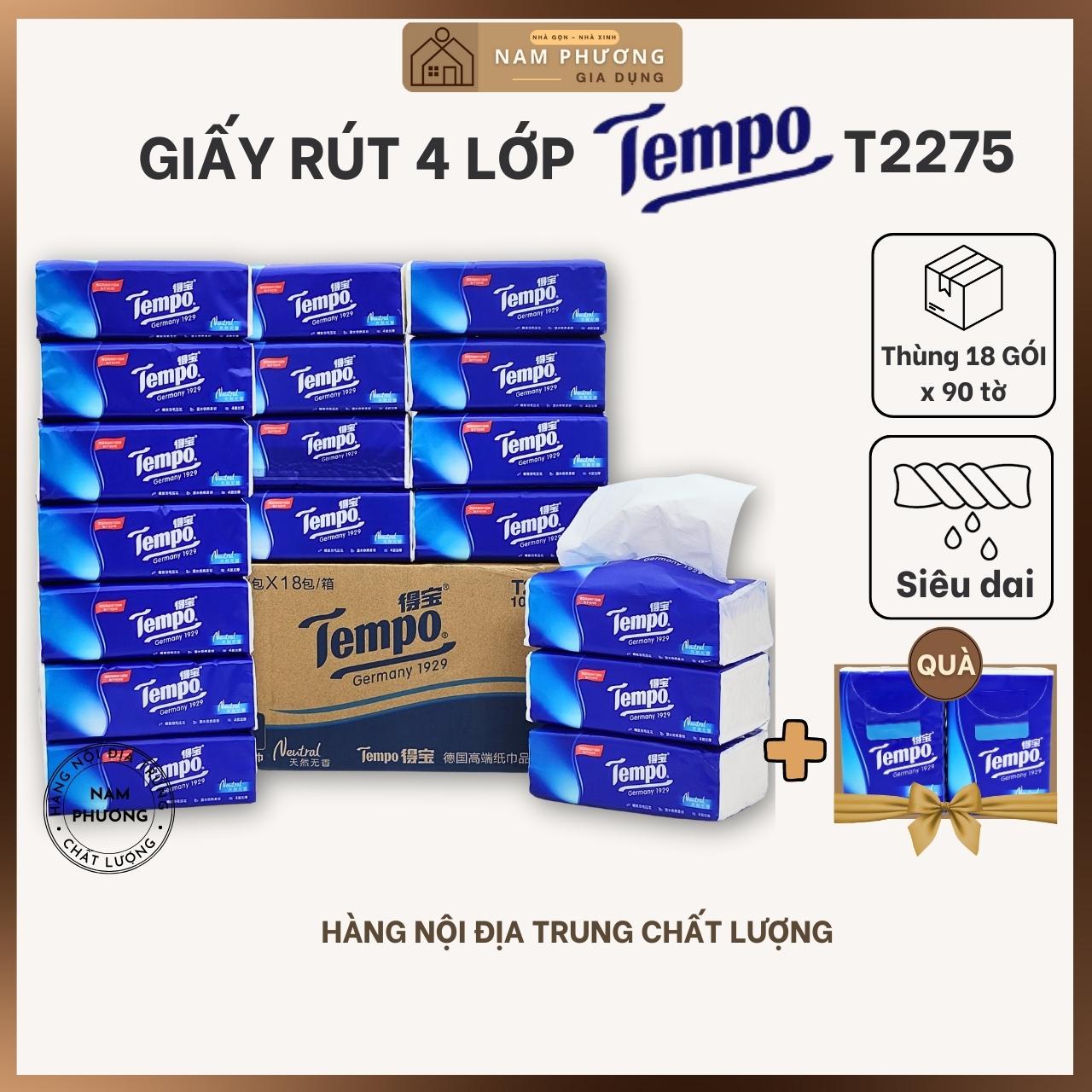 [Thùng 18 Gói] Khăn Giấy Rút Cao Cấp 4 lớp Tempo Thương Hiệu Đức 1929 K32