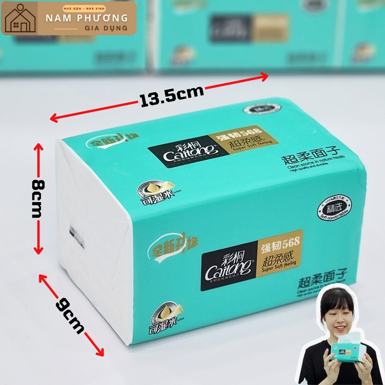 Bịch 10 gói giấy ăn Caitong 5 lớp xanh ngọc 90 tờ K30