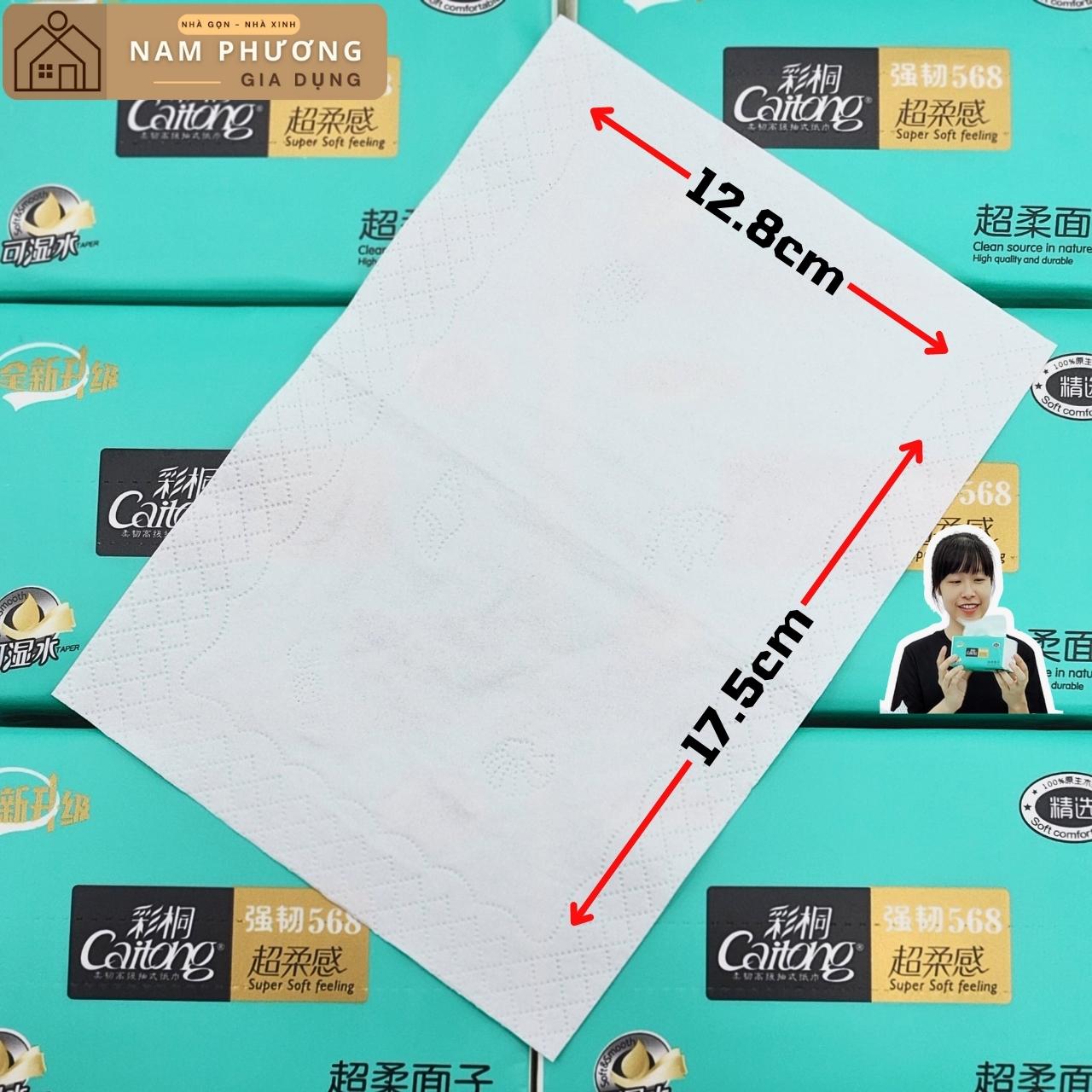 Bịch 10 gói giấy ăn Caitong 5 lớp xanh ngọc 90 tờ K30