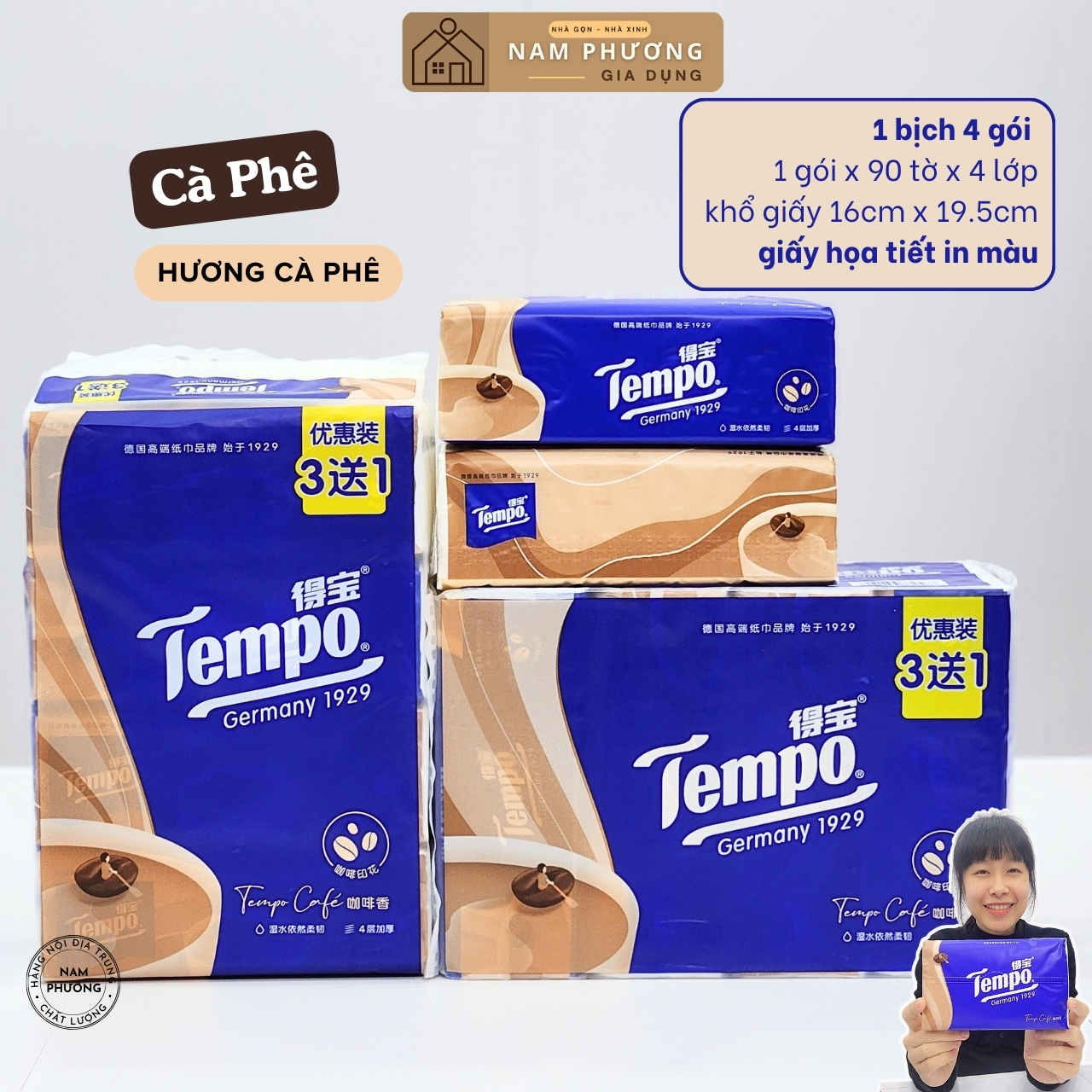 Khăn Giấy Rút Tempo Lốc 4 Gói Hàng Nội Địa Trung Cao Cấp K49