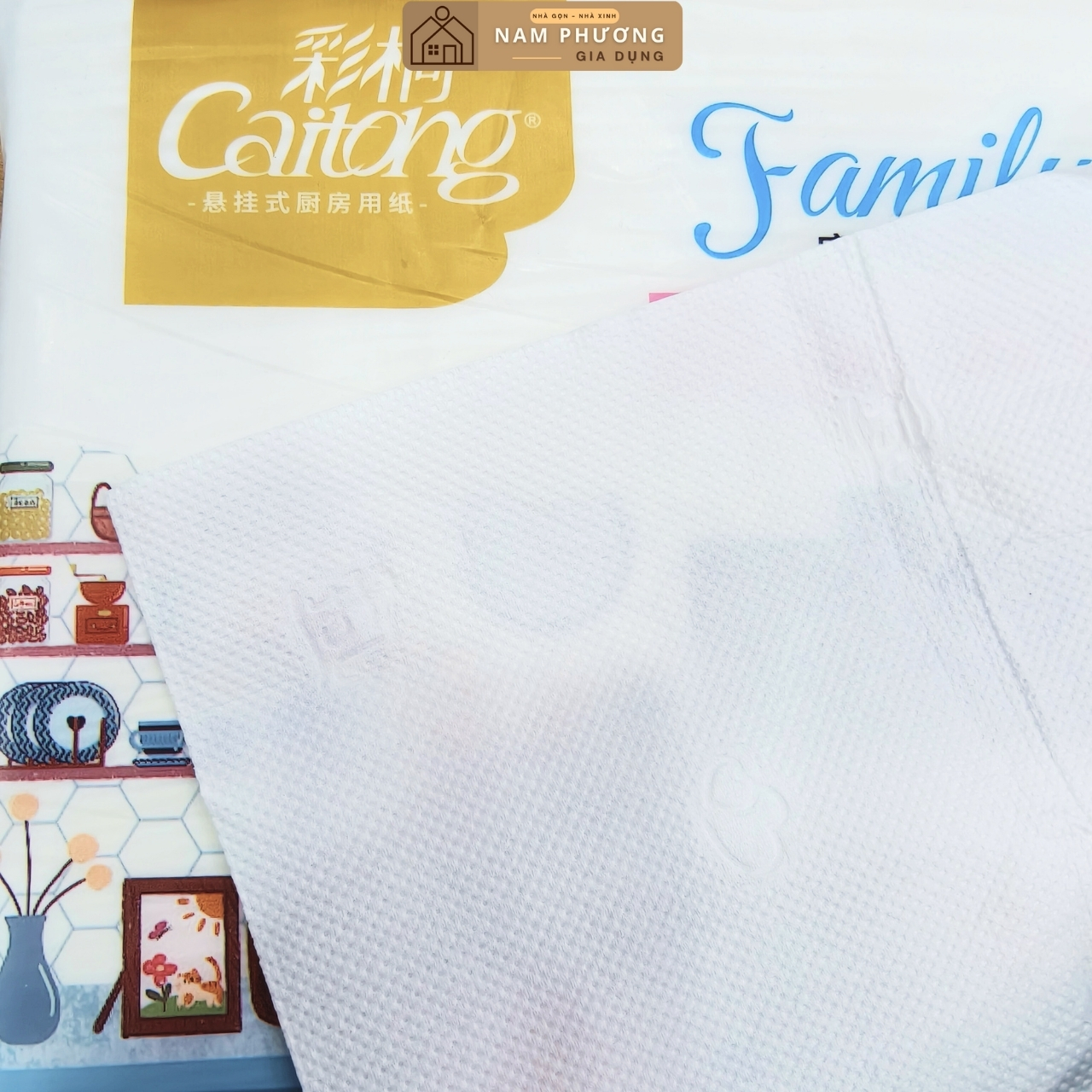 Giấy Bếp Caitong Giấy Thấm Dầu Thấm Khô Rau Thịt Cá Sơ Chế Thức Ăn Bịch Treo Tường 220 Tờ K91