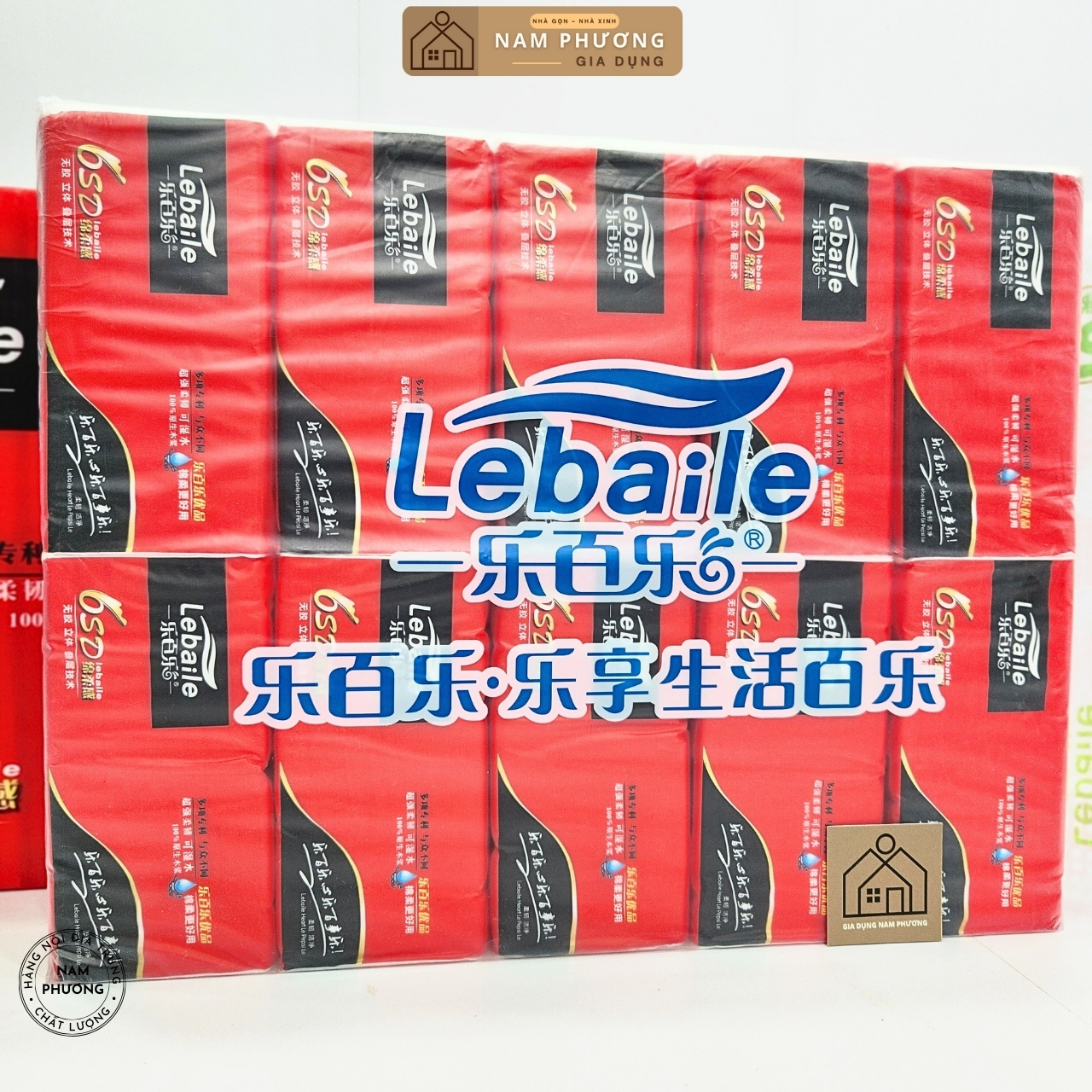 Giấy Rút Đỏ Lebaile  118 Tờ x 10 Gói - Giấy 4 Lớp Dày, Dai, Nặng K69