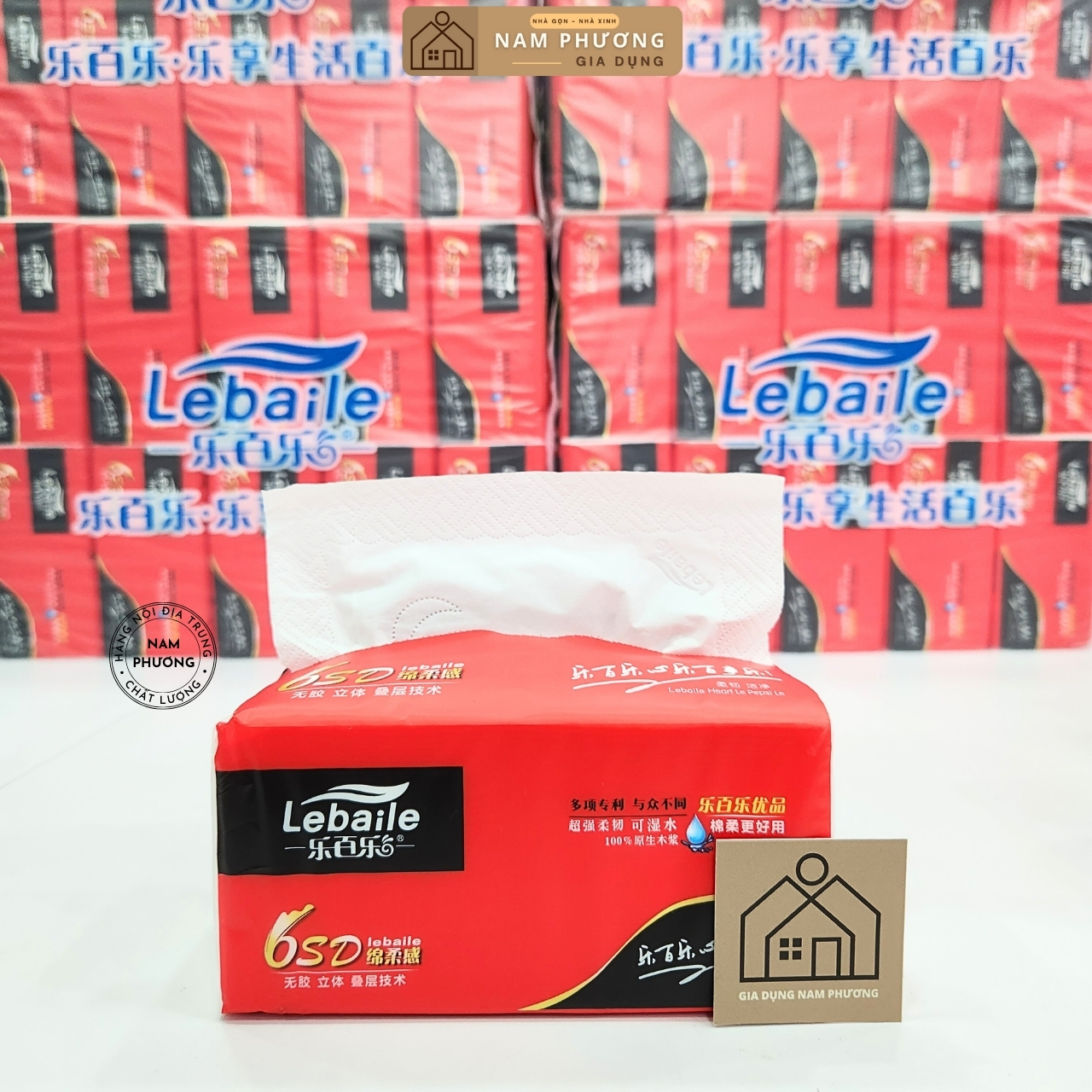 Giấy Rút Đỏ Lebaile  118 Tờ x 10 Gói - Giấy 4 Lớp Dày, Dai, Nặng K69