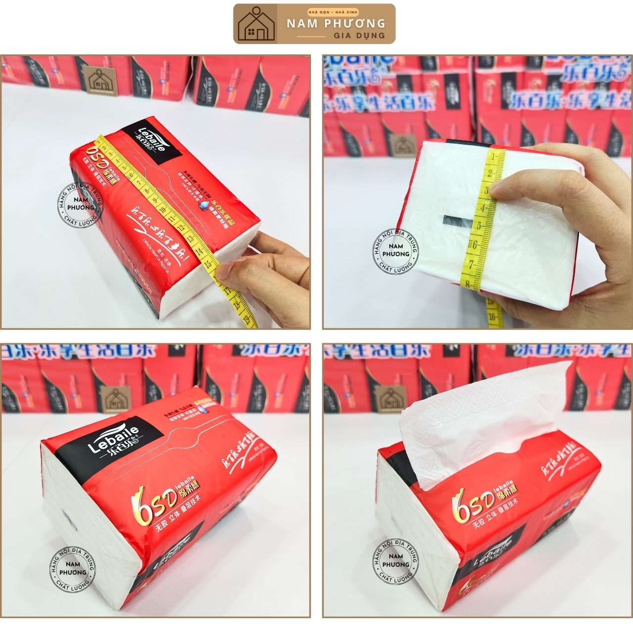 Giấy Rút Đỏ Lebaile  118 Tờ x 10 Gói - Giấy 4 Lớp Dày, Dai, Nặng K69