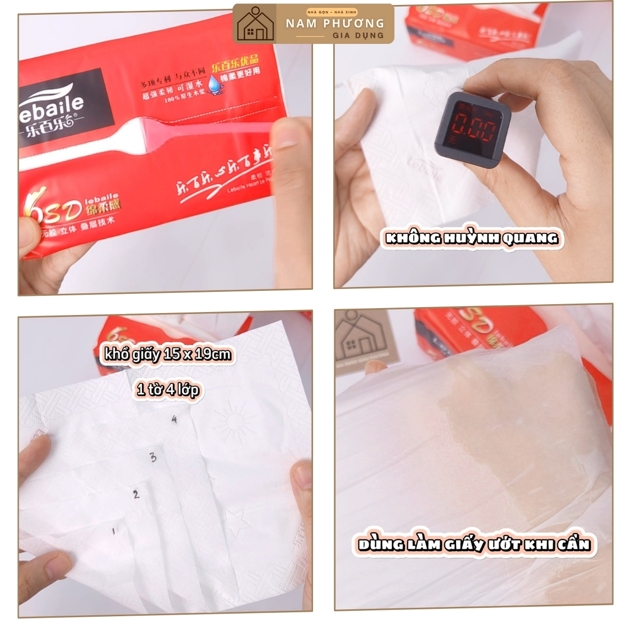 Giấy Rút Đỏ Lebaile  118 Tờ x 10 Gói - Giấy 4 Lớp Dày, Dai, Nặng K69