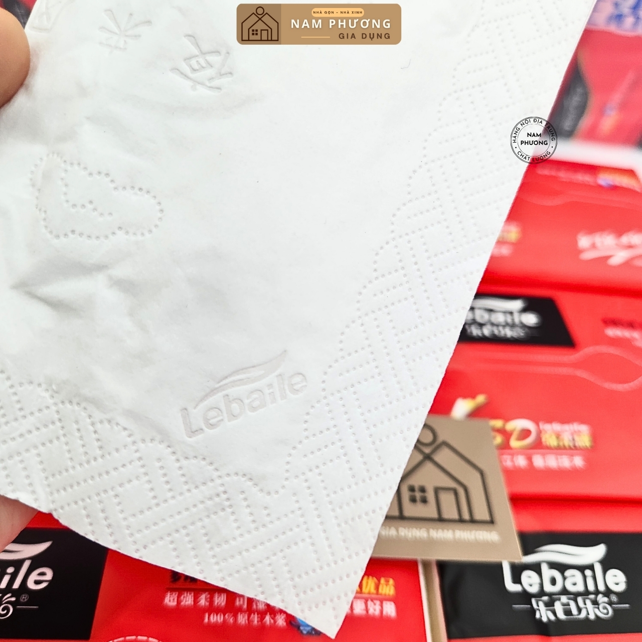 Giấy Rút Đỏ Lebaile  118 Tờ x 10 Gói - Giấy 4 Lớp Dày, Dai, Nặng K69