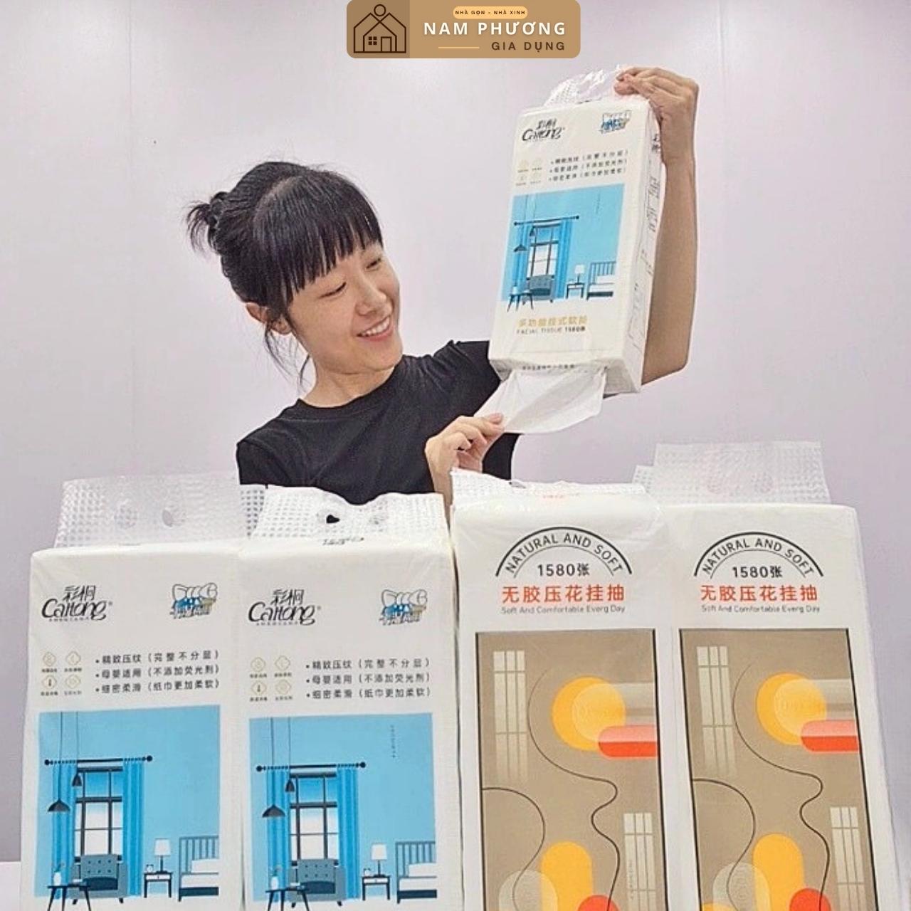 Khăn Giấy 5 Lớp Caitong Dạng Rút Treo Tường Nhiều Tờ Hơn Tiện Lợi Hơn K44