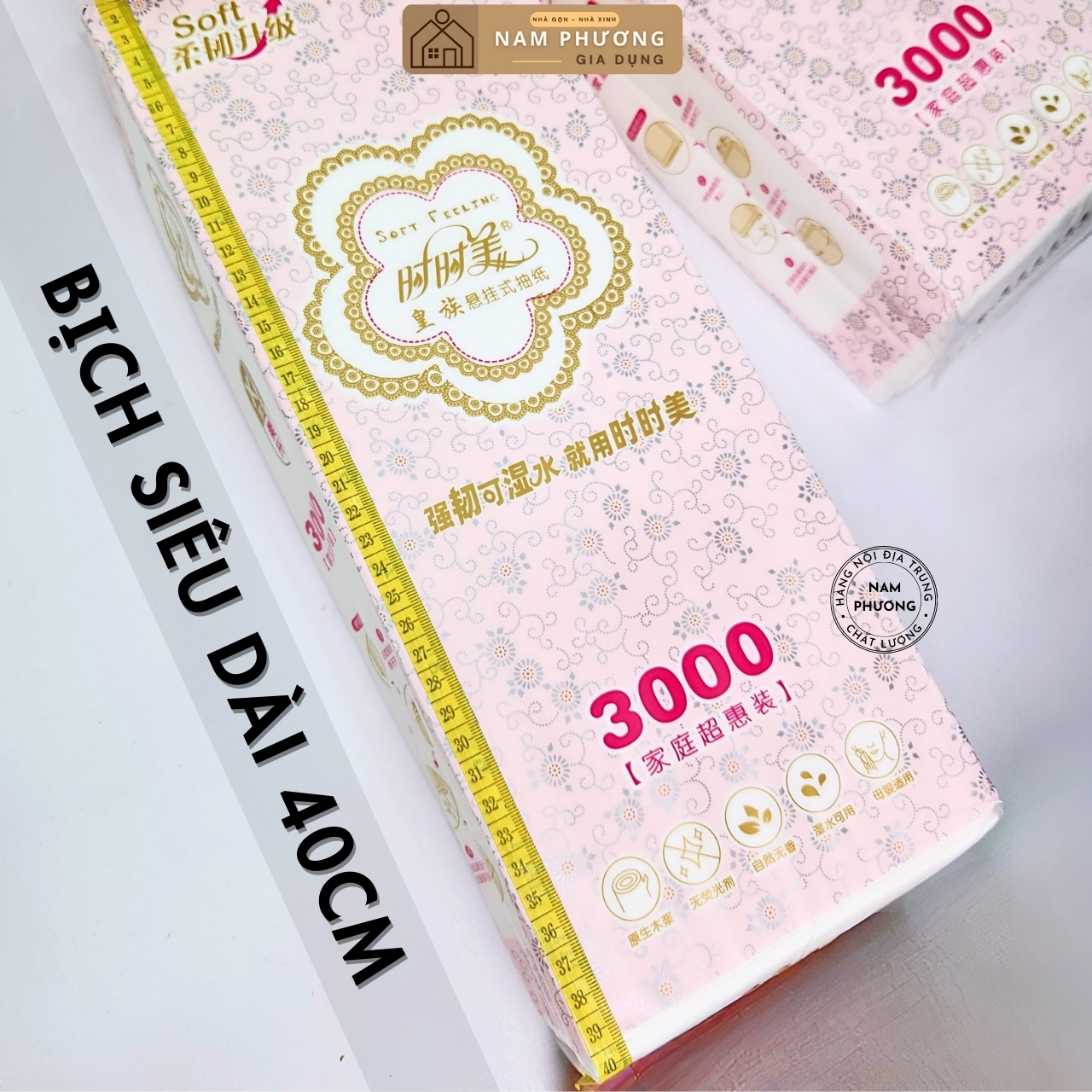 Siêu Giấy Rút Treo Tường Hoa Hồng Shishimei 2500 Lớp 500 Tờ Bịch Dài Chắc Nặng Rút Lâu Mới Hết K70