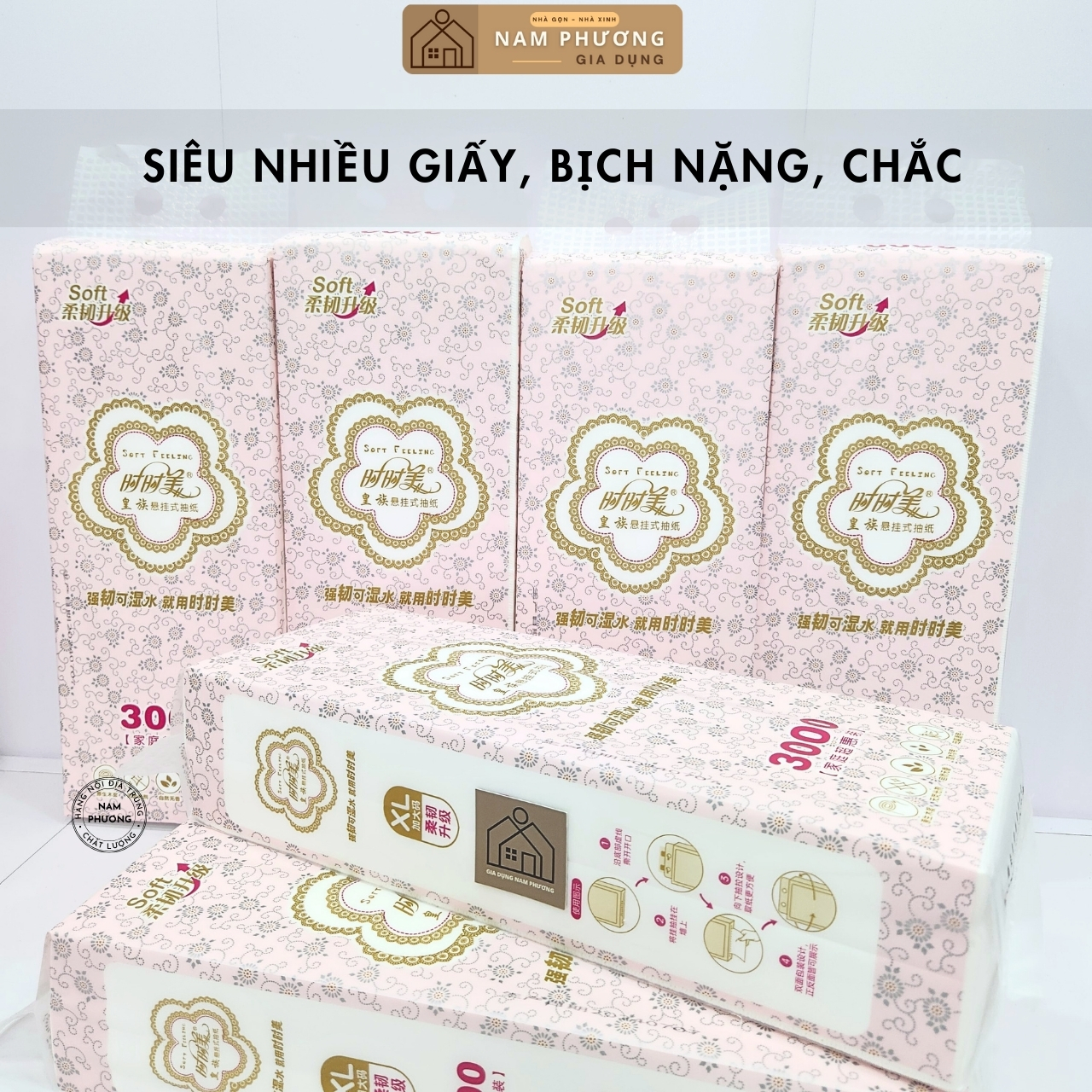 Siêu Giấy Rút Treo Tường Hoa Hồng Shishimei 2500 Lớp 500 Tờ Bịch Dài Chắc Nặng Rút Lâu Mới Hết K70