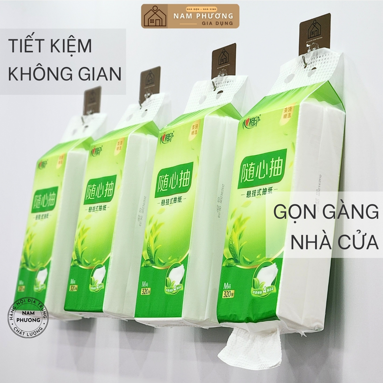 Giấy Rút Treo Tường Trà Xanh Xinxiangyin Hàng Nội Địa Trung Cao Cấp Thùng 4 Bịch 320 Tờ 4 Lớp