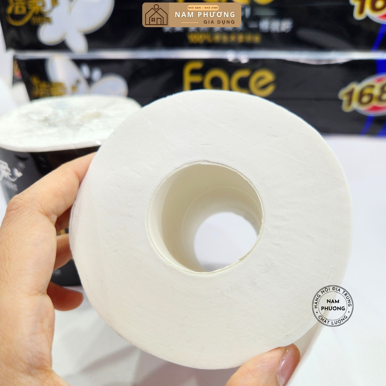 Giấy Vệ Sinh Cuộn 4 Lớp FACE Bịch 12 Cuộn - Tự Phân Hủy, Nhanh Tan Trong Nước - K56