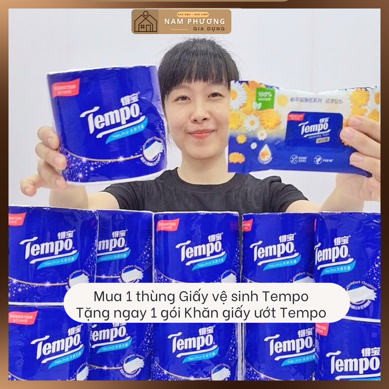 Giấy Vệ Sinh Cao Cấp 4 Lớp Tempo Hàng Nội Địa Trung 1 mặt mịn 1 mặt nhám lau siêu sạch dễ tan trong nước không lo tắc bồn cầu K40