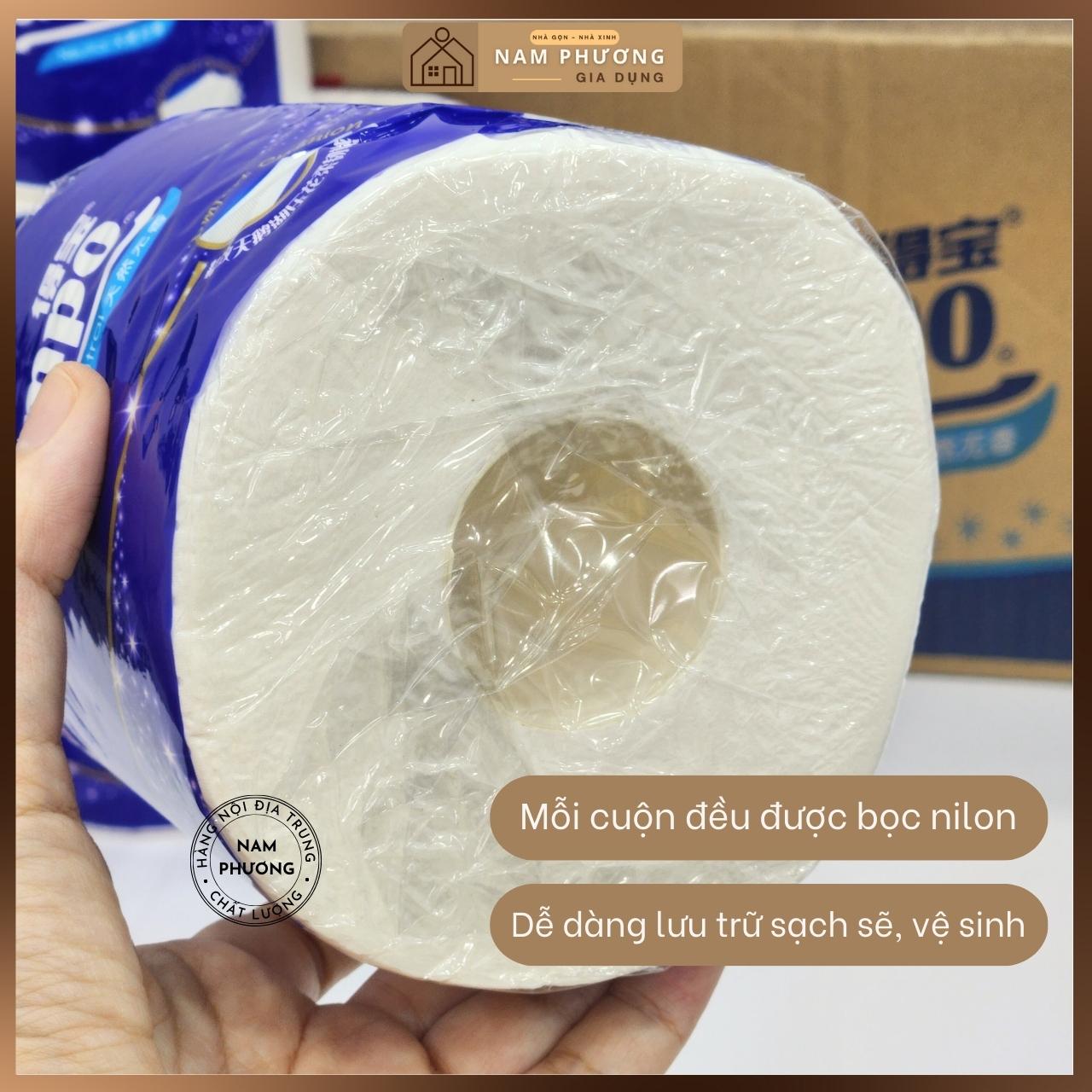 Giấy Vệ Sinh Cao Cấp 4 Lớp Tempo Hàng Nội Địa Trung 1 mặt mịn 1 mặt nhám lau siêu sạch dễ tan trong nước không lo tắc bồn cầu K40