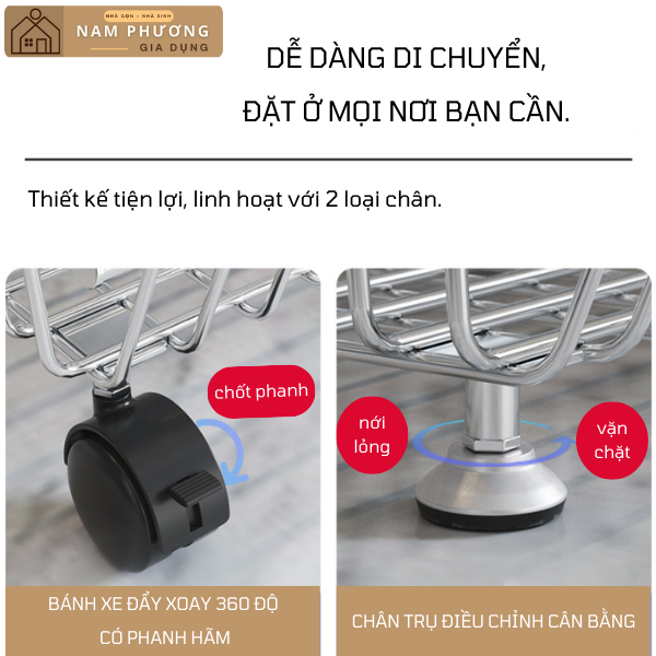 Kệ rau củ quả đa năng 5 tầng inox K04