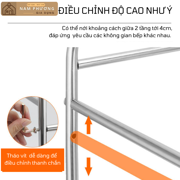 Kệ bếp đa năng để lò vi sóng chất liệu inox 40cm K06