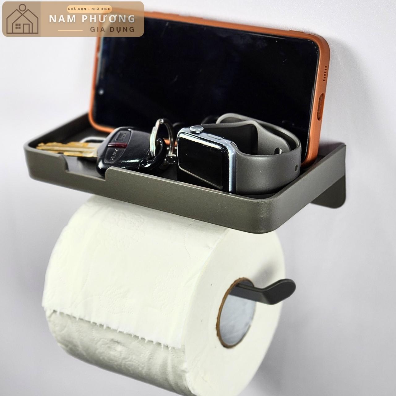 Kệ Điện Thoại Dán/Treo Tường kèm Giấy Vệ Sinh K03 Tiện Dụng Cho Nhà Tắm và Nhà Bếp