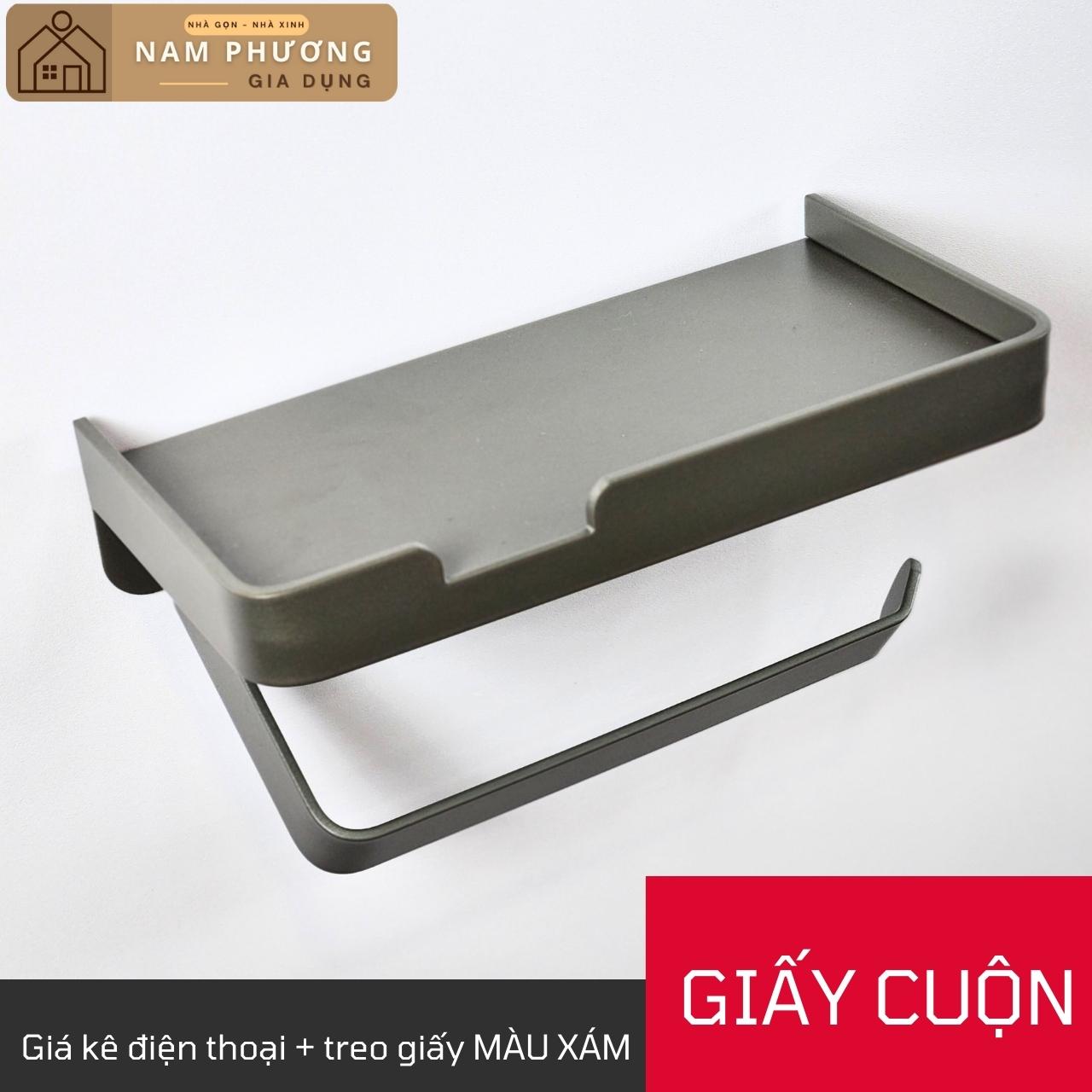 Kệ Điện Thoại Dán/Treo Tường kèm Giấy Vệ Sinh K03 Tiện Dụng Cho Nhà Tắm và Nhà Bếp