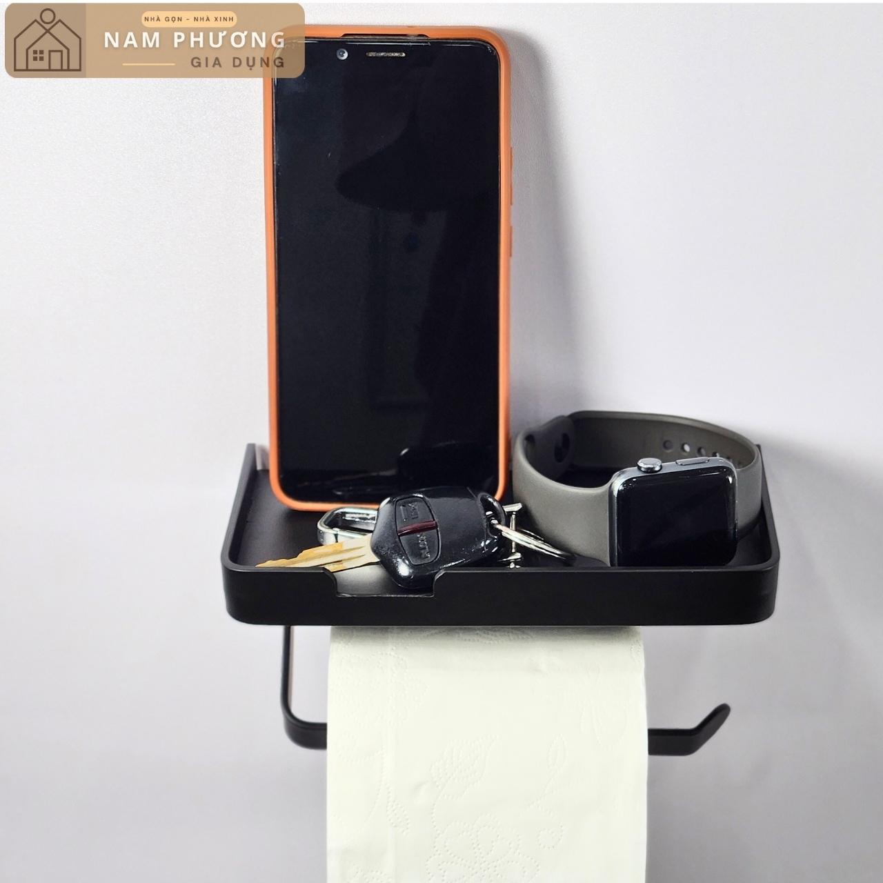 Kệ Điện Thoại Dán/Treo Tường kèm Giấy Vệ Sinh K03 Tiện Dụng Cho Nhà Tắm và Nhà Bếp