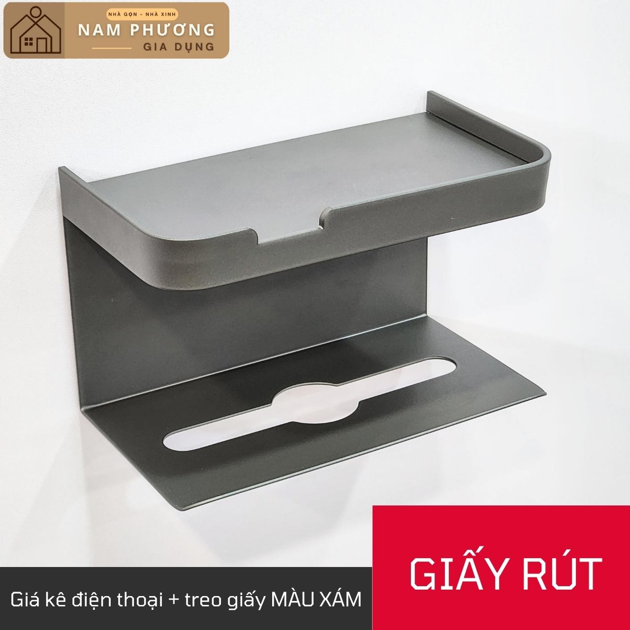 Kệ Điện Thoại Dán/Treo Tường kèm Giấy Vệ Sinh K03 Tiện Dụng Cho Nhà Tắm và Nhà Bếp