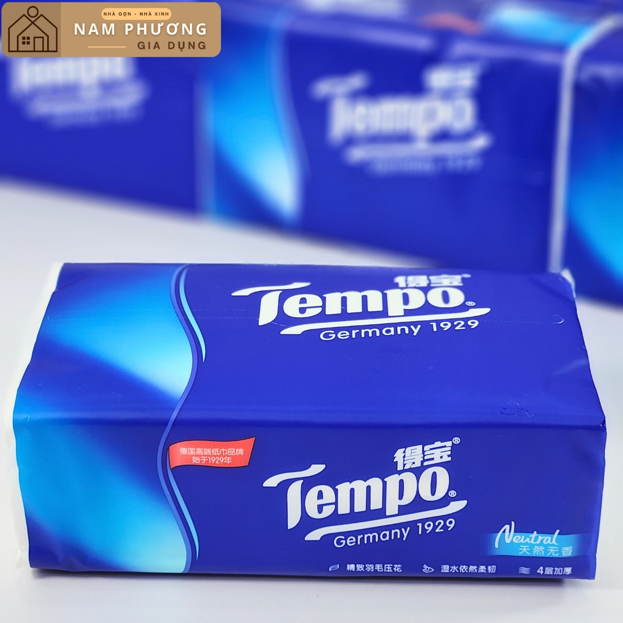 [Thùng 18 Gói] Khăn Giấy Rút Cao Cấp 4 lớp Tempo Thương Hiệu Đức 1929 K32