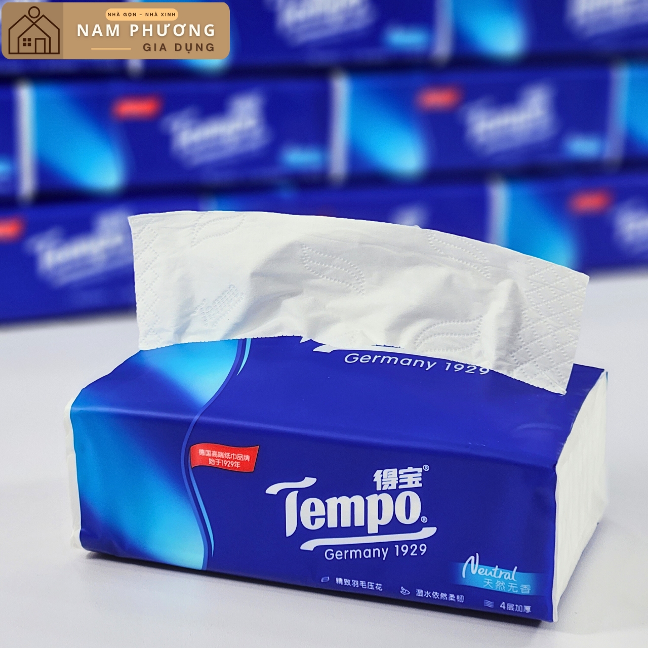 [Thùng 18 Gói] Khăn Giấy Rút Cao Cấp 4 lớp Tempo Thương Hiệu Đức 1929 K32