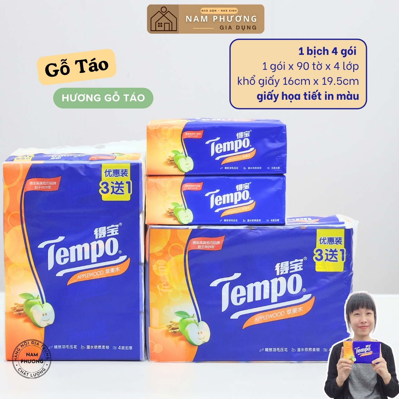 Khăn Giấy Rút Tempo Lốc 4 Gói Hàng Nội Địa Trung Cao Cấp K49