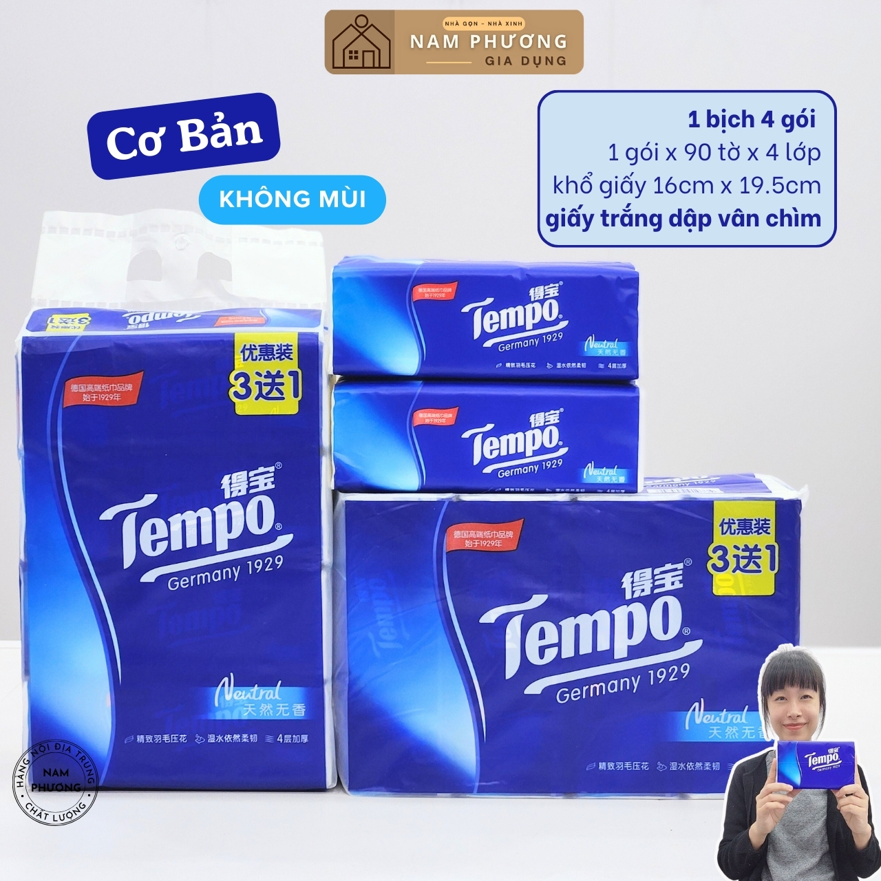 Khăn Giấy Rút Tempo Lốc 4 Gói Hàng Nội Địa Trung Cao Cấp K49