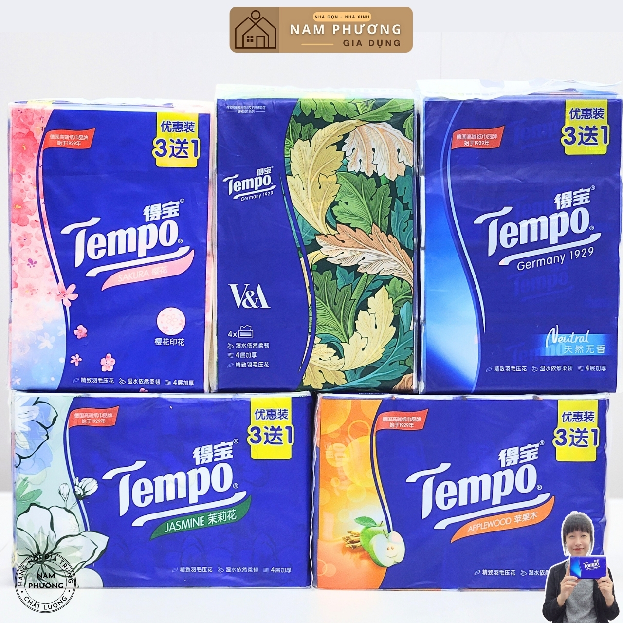 Khăn Giấy Rút Tempo Lốc 4 Gói Hàng Nội Địa Trung Cao Cấp K49