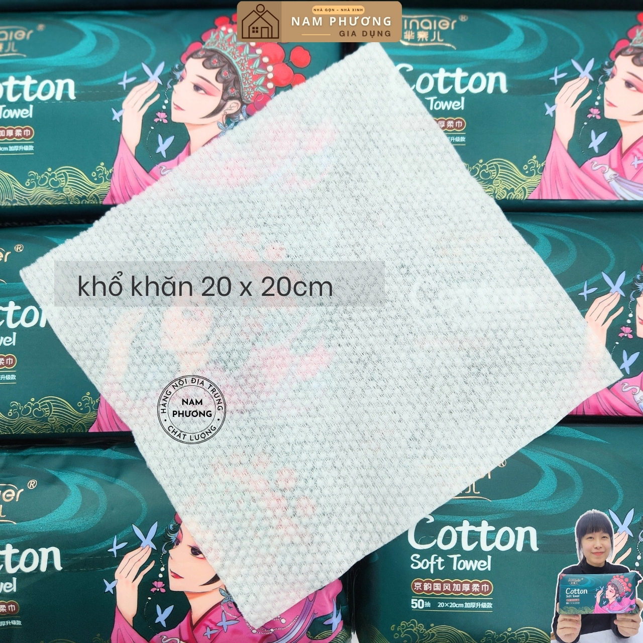 Khăn Mặt Khô Gói Rút Để Bàn Minaier 50 Khăn Dùng 1 Lần Có Thể Thay Thế Bông Tẩy Trang K57