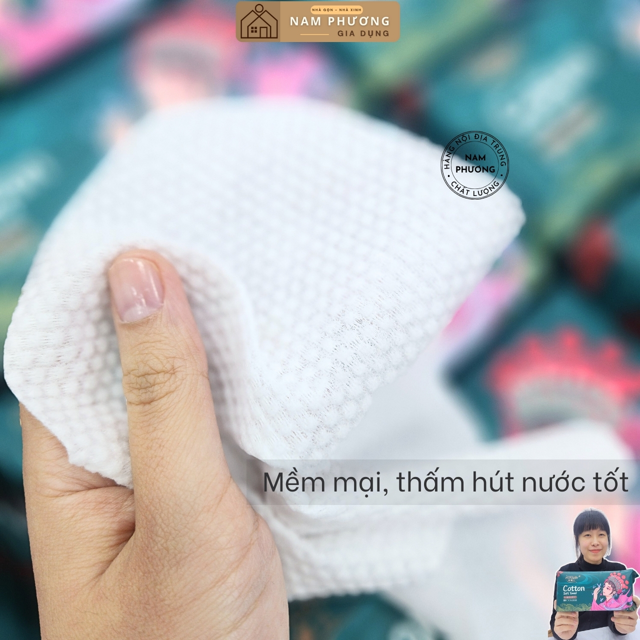 Khăn Mặt Khô Gói Rút Để Bàn Minaier 50 Khăn Dùng 1 Lần Có Thể Thay Thế Bông Tẩy Trang K57