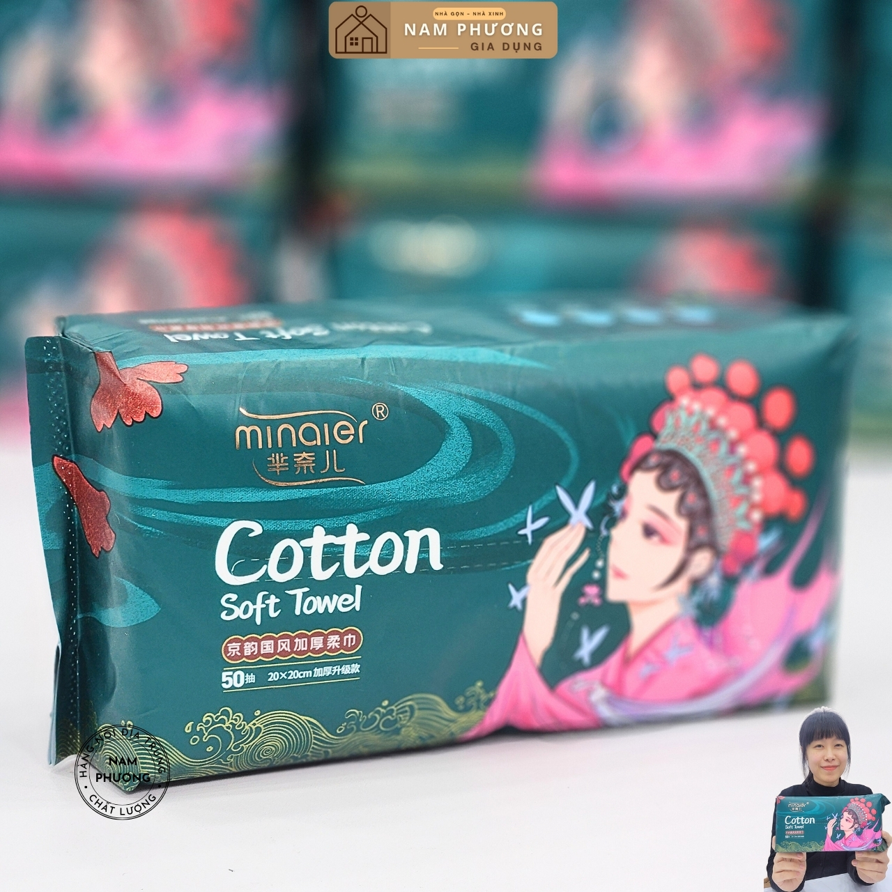 Khăn Mặt Khô Gói Rút Để Bàn Minaier 50 Khăn Dùng 1 Lần Có Thể Thay Thế Bông Tẩy Trang K57